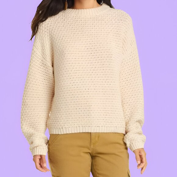 Universal Thread Sweaters - Universal Thread Waffle Knit Pullover Sweater Beige Size Small